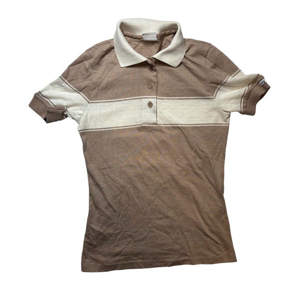 Vintage Levis Shirt Size Small Tan White Polo Golf Active Sport‎ Casual